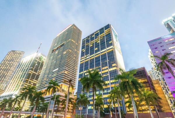 Contact - Miami, Florida city streets at sunset