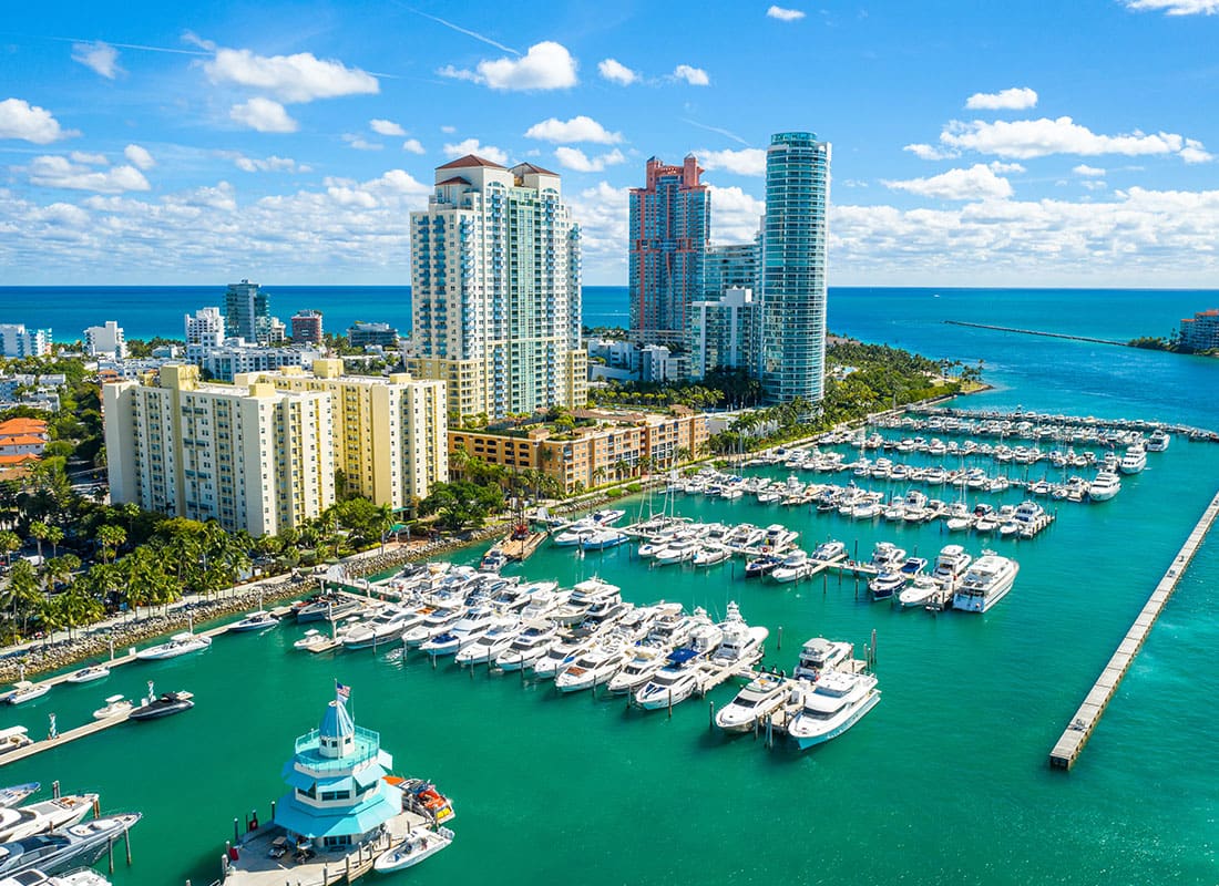 Miami, FL - Aerial View of Miami on a Sunny Day